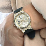 Buy Shop Guess Moonlight Crystals Silver Dial Black Silicone Strap Watch For Women - GW0257L1 USA Online
