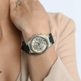 Buy Shop Guess Moonlight Crystals Silver Dial Black Silicone Strap Watch For Women - GW0257L1 USA Online