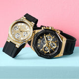 Buy Shop Guess Moonlight Crystals Silver Dial Black Silicone Strap Watch For Women - GW0257L1 USA Online