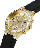 Buy Shop Guess Moonlight Crystals Silver Dial Black Silicone Strap Watch For Women - GW0257L1 USA Online
