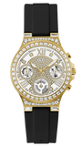 Buy Shop Guess Moonlight Crystals Silver Dial Black Silicone Strap Watch For Women - GW0257L1 USA Online