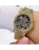 Buy Shop Guess Moonlight Diamonds Gold Dial Gold Steel Strap Watch for Women - GW0320L5 USA Online