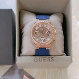 Buy Shop Guess Moonlight Diamonds White Dial Blue Rubber Strap Watch for Women - GW0257L3 USA Online