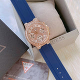Buy Shop Guess Moonlight Diamonds White Dial Blue Rubber Strap Watch for Women - GW0257L3 USA Online