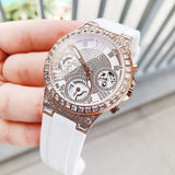 Buy Shop Guess Moonlight Diamonds White Dial White Rubber Strap Watch for Women - GW0257L2 USA Online