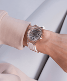 Buy Shop Guess Moonlight Diamonds White Dial White Rubber Strap Watch for Women - GW0257L2 USA Online