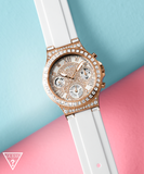 Buy Shop Guess Moonlight Diamonds White Dial White Rubber Strap Watch for Women - GW0257L2 USA Online