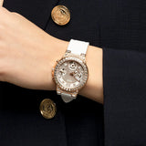 Buy Shop Guess Moonlight Diamonds White Dial White Rubber Strap Watch for Women - GW0257L2 USA Online