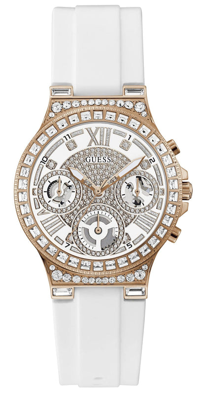 Buy Shop Guess Moonlight Diamonds White Dial White Rubber Strap Watch for Women - GW0257L2 USA Online