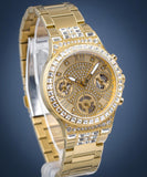 Buy Shop Guess Moonlight Multi Function Diamonds Gold Dial Gold Steel Strap Watch for Women - GW0320L2 USA Online