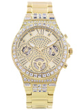 Buy Shop Guess Moonlight Multi Function Diamonds Gold Dial Gold Steel Strap Watch for Women - GW0320L2 USA Online