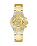 Buy Shop Guess Moonlight Multi Function Diamonds Gold Dial Gold Steel Strap Watch for Women - GW0320L2 USA Online
