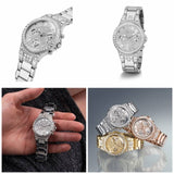 Buy Shop Guess Moonlight Multi Function Diamonds Silver Dial Silver Steel Strap Watch for Women - GW0320L1 USA Online