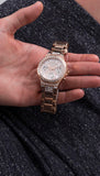 Buy Shop Guess Moonlight Multi Function Diamonds White Dial Rose Gold Steel Strap Watch for Women - GW0320L3 USA Online