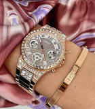 Buy Shop Guess Moonlight Multi Function Diamonds White Dial Rose Gold Steel Strap Watch for Women - GW0320L3 USA Online