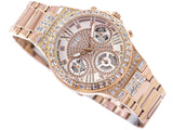 Buy Shop Guess Moonlight Multi Function Diamonds White Dial Rose Gold Steel Strap Watch for Women - GW0320L3 USA Online