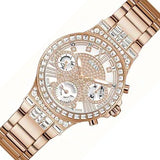 Buy Shop Guess Moonlight Multi Function Diamonds White Dial Rose Gold Steel Strap Watch for Women - GW0320L3 USA Online