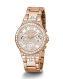 Buy Shop Guess Moonlight Multi Function Diamonds White Dial Rose Gold Steel Strap Watch for Women - GW0320L3 USA Online