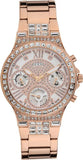 Buy Shop Guess Moonlight Multi Function Diamonds White Dial Rose Gold Steel Strap Watch for Women - GW0320L3 USA Online