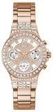 Buy Shop Guess Moonlight Multi Function Diamonds White Dial Rose Gold Steel Strap Watch for Women - GW0320L3 USA Online