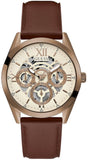 Buy Shop Guess Multi-Function Chronograph White Dial Brown Leather Strap Watch For Men - GW0389G8 USA Online