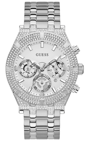 Buy Shop Guess Multi Function Diamonds Silver Dial Silver Steel Strap Watch For Men - GW0455G1 USA Online