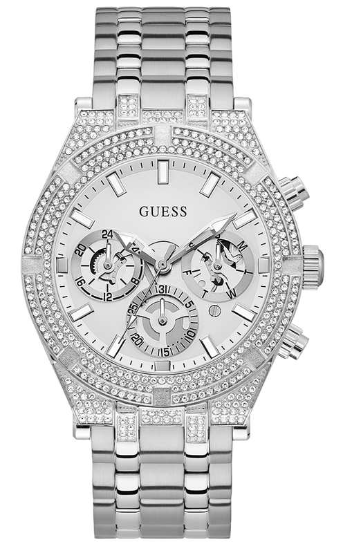 Buy Shop Guess Multi Function Diamonds Silver Dial Silver Steel Strap Watch For Men - GW0455G1 USA Online