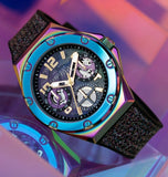 Buy Shop Guess Multifunction Analog Purple Dial Black Rubber Strap Watch For Women - GW0620L4 USA Online