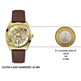 Buy Shop Guess Multifunction Chronograph Gold Dial Brown Leather Strap Watch For Men - GW0389G5 USA Online