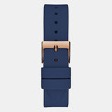 Buy Shop Guess Multifunction Crystals Rose Gold Dial Blue Rubber Strap Watch For Women - GW0439L4 USA Online