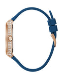 Buy Shop Guess Multifunction Crystals Rose Gold Dial Blue Rubber Strap Watch For Women - GW0439L4 USA Online