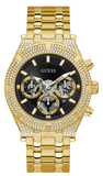 Buy Shop Guess Multifunction Diamonds Black Dial Gold Steel Strap Watch for Men - GW0455G2 USA Online