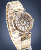 Guess Muse Crystals White Dial Rose Gold Steel Strap Watch For Women - W1008L2
