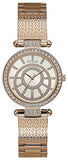 Buy Shop Guess Muse Quartz Silver Dial Rose Gold Steel Strap Watch For Women - W1008L3 USA Online