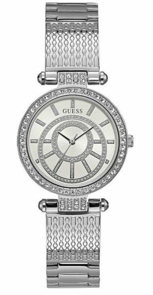 Buy Shop Guess Muse Quartz White Dial Silver Steel Strap Watch For Women - W1008l1 USA Online