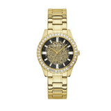 Buy Shop Guess Night Life Diamonds Black Dial Gold Steel Strap Watch for Women - GW0405L2 USA Online