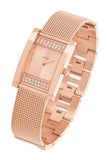 Buy Shop Guess Nouveau Diamonds Rose Gold Dial Rose Gold Mesh Bracelet Watch for Women - W0127L3 USA Online