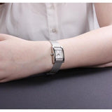 Buy Shop Guess Nouveau Diamonds Silver Dial Silver Mesh Bracelet Watch for Women - W0127L1 USA Online