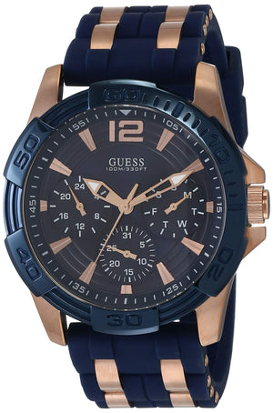 Buy Shop Guess Oasis Blue Dial Blue & Rose Gold Stainless Steel Strap Watch For Men - W0366G4 USA Online
