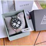 Buy Shop Guess Odyssey Black Dial Silver Steel Strap Watch For Men - W1107G1 USA Online