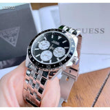 Buy Shop Guess Odyssey Black Dial Silver Steel Strap Watch For Men - W1107G1 USA Online