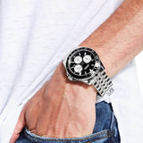 Buy Shop Guess Odyssey Black Dial Silver Steel Strap Watch For Men - W1107G1 USA Online