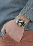 Buy Shop Guess Odyssey Black Dial Silver Steel Strap Watch For Men - W1107G1 USA Online