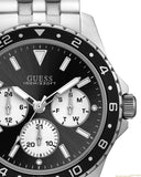 Buy Shop Guess Odyssey Black Dial Silver Steel Strap Watch For Men - W1107G1 USA Online