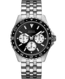 Buy Shop Guess Odyssey Black Dial Silver Steel Strap Watch For Men - W1107G1 USA Online