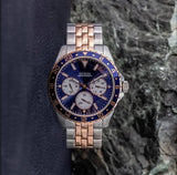 Buy Shop Guess Odyssey Blue Dial Two Tone Steel Strap Watch For Men - W1107G3 USA Online
