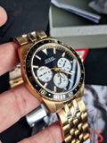 Buy Shop Guess Odyssey Multifunction Black Dial Gold Steel Strap Watch For Men - W1107G4 USA Online