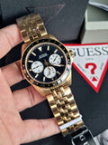 Buy Shop Guess Odyssey Multifunction Black Dial Gold Steel Strap Watch For Men - W1107G4 USA Online
