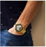 Buy Shop Guess Odyssey Multifunction Black Dial Gold Steel Strap Watch For Men - W1107G4 USA Online