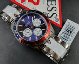 Buy Shop Guess Odyssey Multifunction Blue Dial Silver Steel Strap Watch For Men - W1107G2 USA Online